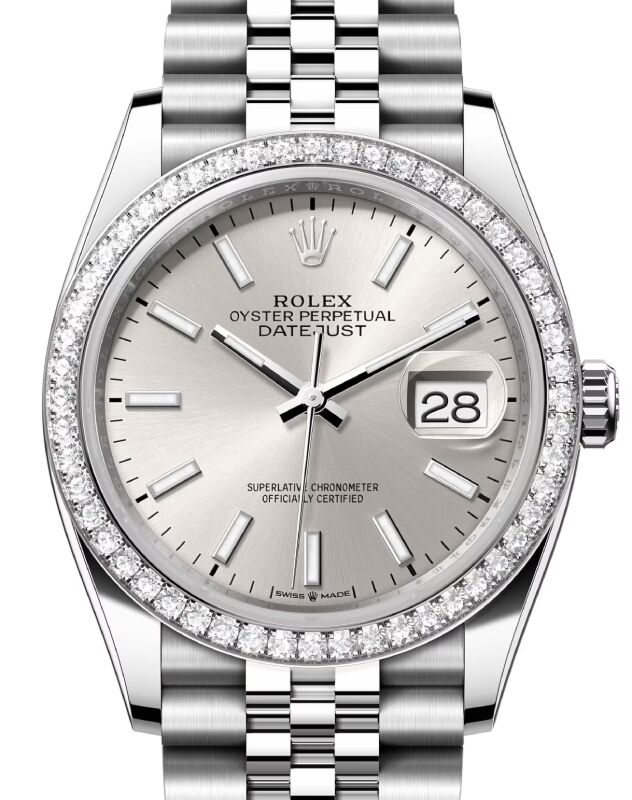 Rolex Datejust 36 36 mm 126284RBRSSJ Steel/White Gold/Diamonds Silver