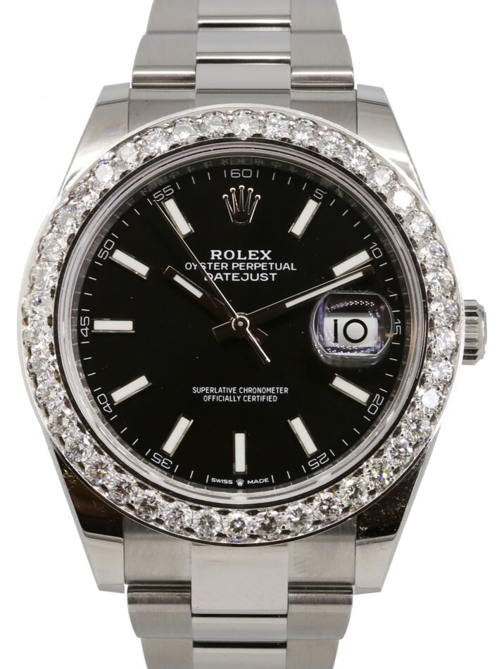 Rolex Datejust 41 41 mm 126300BKSO3 Steel/White Gold/Diamonds Black