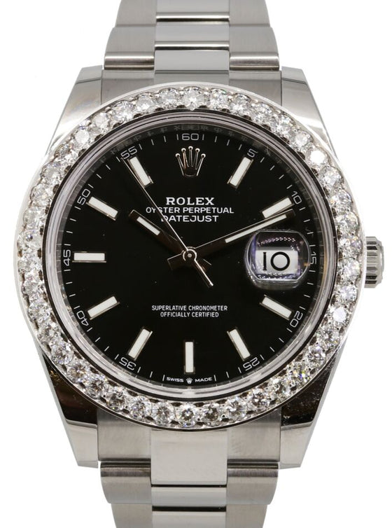 Rolex Datejust 41 41 mm 126300BKSO3 Steel/White Gold/Diamonds Black