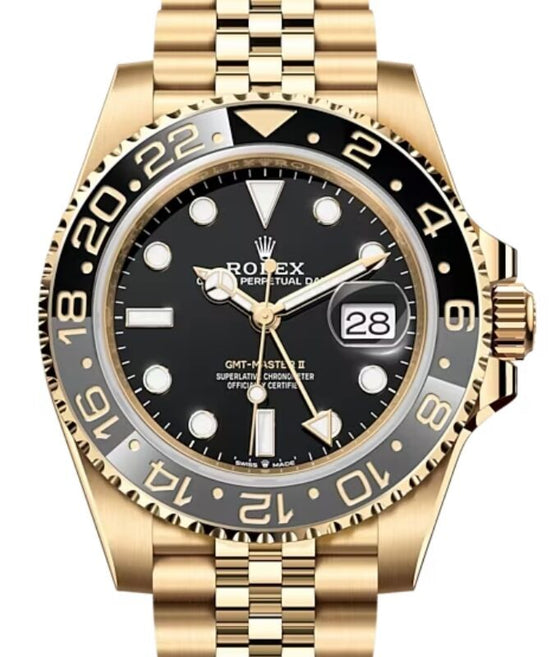 Rolex GMT Master-II 40 mm 126718GRNRBJ Yellow Gold Black