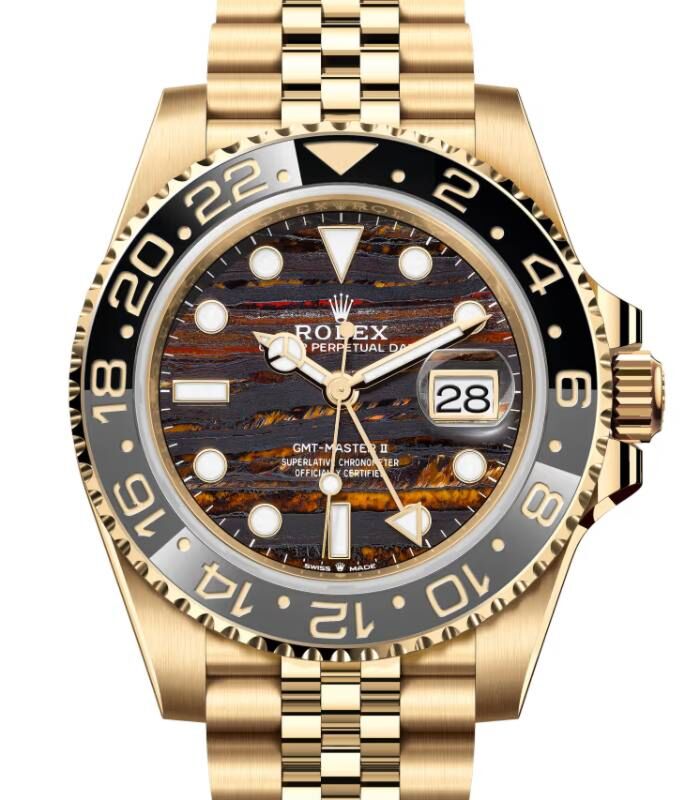 Rolex GMT-Master II 40 mm 126718GRNR Yellow Gold Tiger Iron