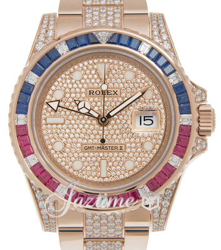 Rolex GMT-Master II 40 mm 126755SARUDPDO Rose Gold/Diamonds Diamond Pave