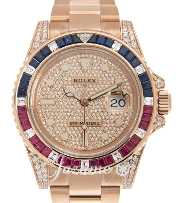 Rolex GMT-Master II 40 mm 126755SARUDPO Rose Gold/Diamonds Diamond Pave