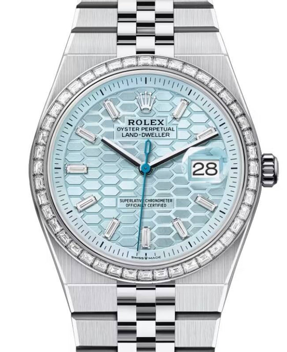 Rolex Land-Dweller 36 36 mm 127286TBR Platinum/Diamonds Ice Blue