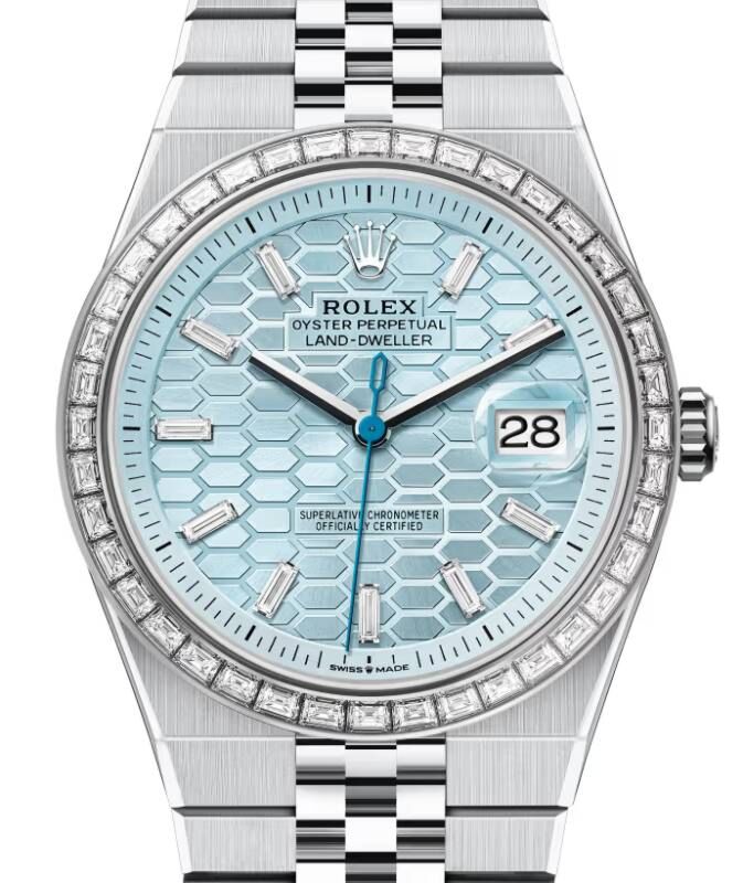 Rolex Land-Dweller 40 40 mm 127386TBR Platinum/Diamonds Ice Blue