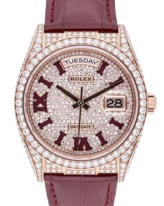 Rolex Day-Date 36 36 mm 128155RBR Rose Gold/Diamonds Diamond Pave