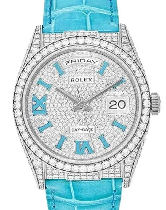 Rolex Day-Date 36 36 mm 128159RBR White Gold/Diamonds Diamond Pave