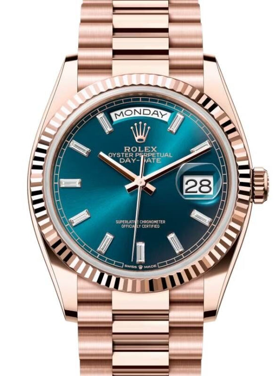 Rolex Day-Date 36 36 mm 128235BGDP Rose Gold Blue-Green