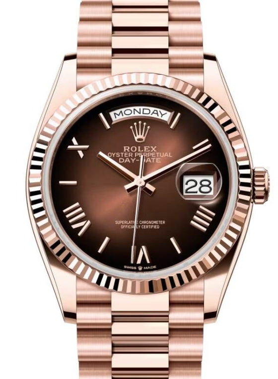 Rolex Day-Date 36 36 mm 128235BORP Rose Gold Brown