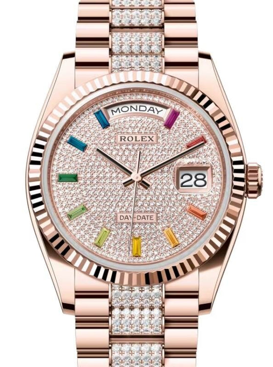 Rolex Day-Date 36 36 mm 128235DPRDP Rose Gold Diamond Pave