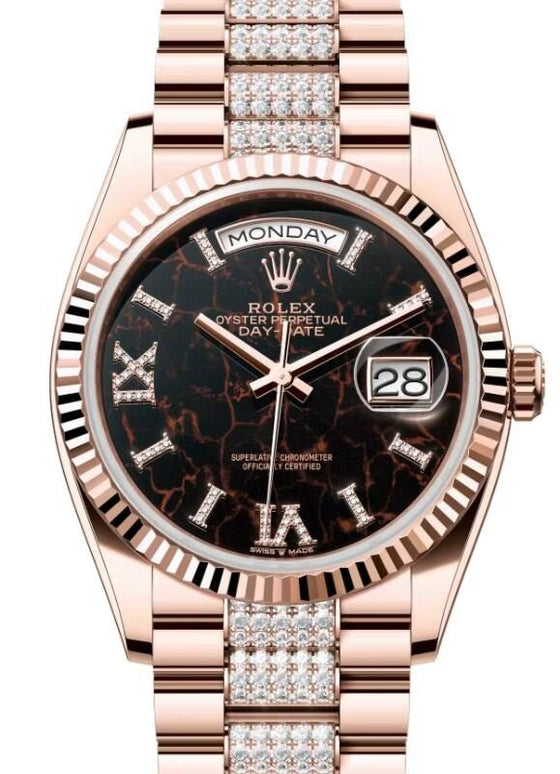 Rolex Day-Date 36 36 mm 128235EDDP Rose Gold Eisenkiesel