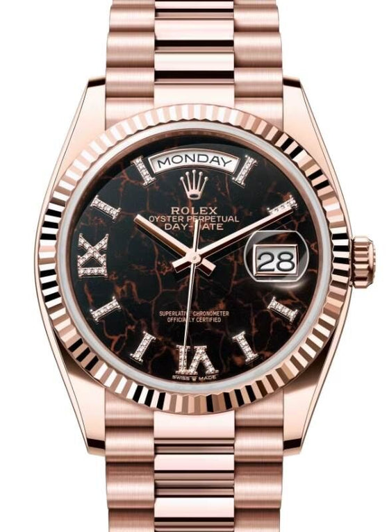 Rolex Day-Date 36 36 mm 128235ERVIIXP Rose Gold Eisenkiesel