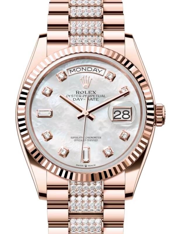 Rolex Day-Date 36 36 mm 128235MOPDDP Rose Gold White Mother of Pearl