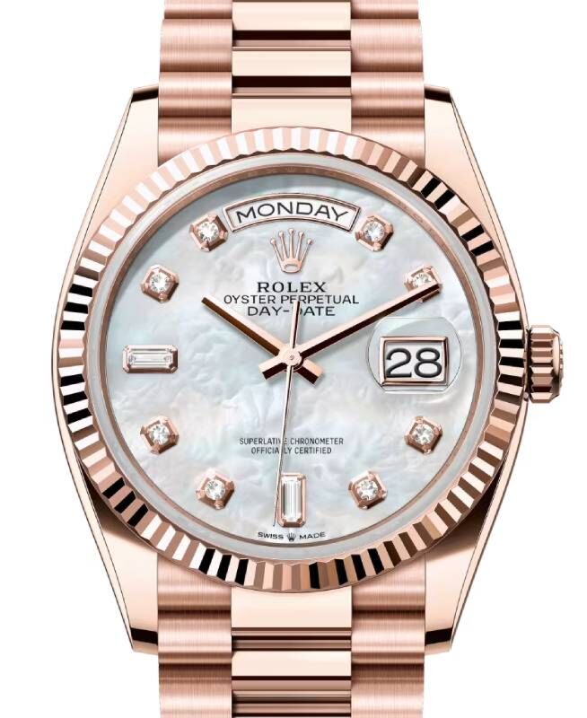 Rolex Day-Date 36 36 mm 128235MOPDP Rose Gold White Mother of Pearl