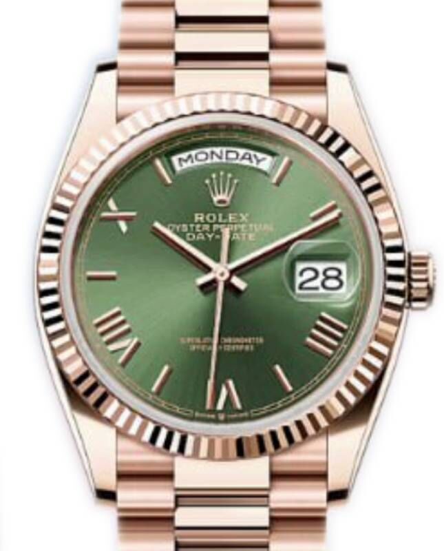 Rolex Day-Date 36 36 mm 128235OGRP Rose Gold Olive Green