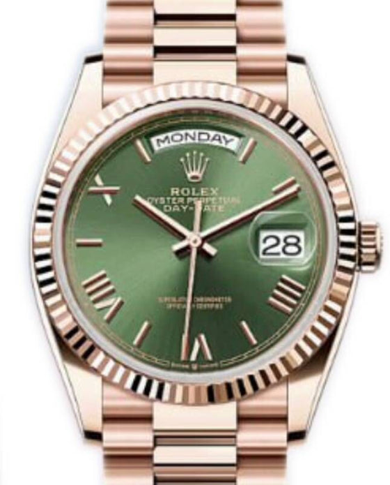 Rolex Day-Date 36 36 mm 128235OGRP Rose Gold Olive Green