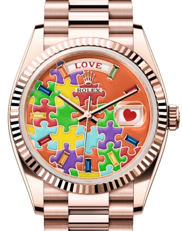 Rolex Day-Date 36 36 mm 128235OJSP Rose Gold Puzzle