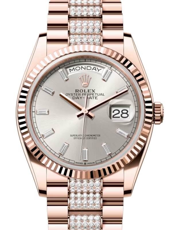 Rolex Day-Date 36 36 mm 128235SDDP Rose Gold Silver