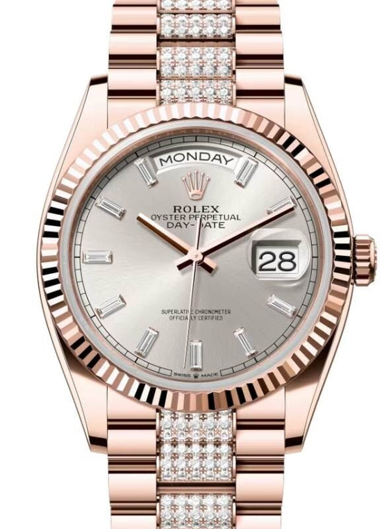 Rolex Day-Date 36 36 mm 128235SDDP Rose Gold Silver