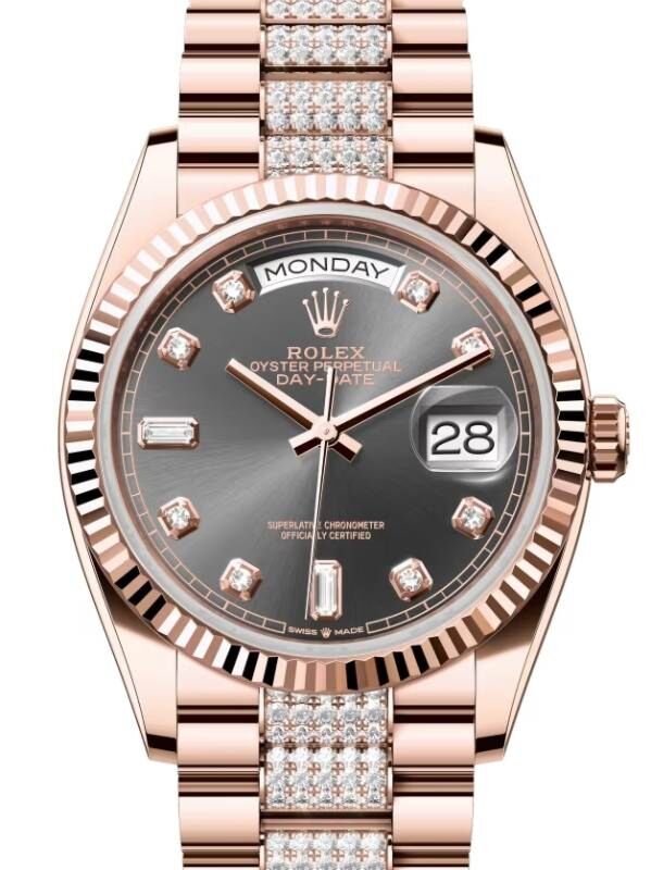 Rolex Day-Date 36 36 mm 128235SLDDP Rose Gold/Diamonds Slate