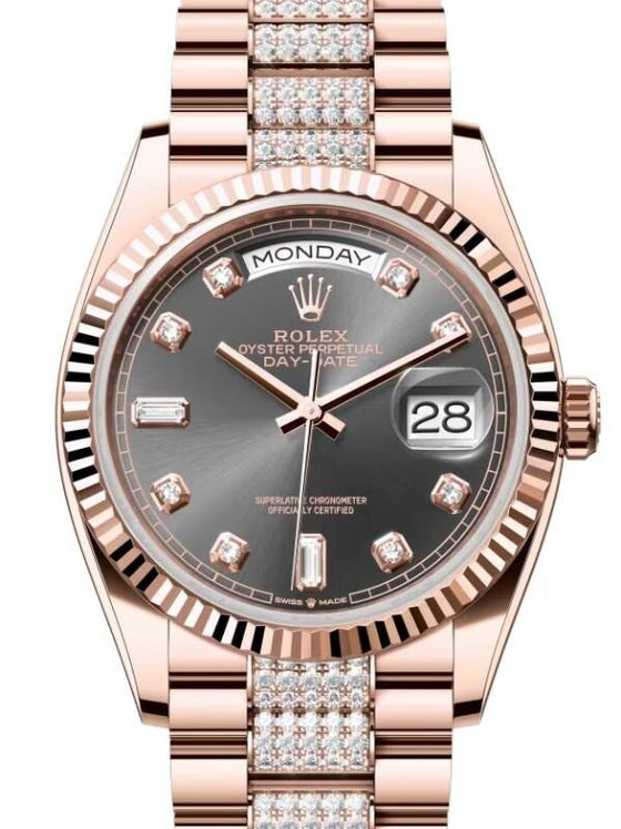 Rolex Day-Date 36 36 mm 128235SLDDP Rose Gold/Diamonds Slate