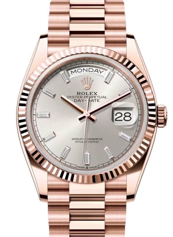 Rolex Day-Date 36 36 mm 128235SVDP Rose Gold Silver