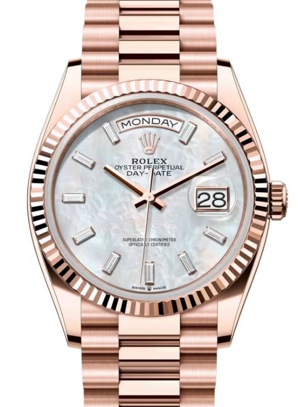 Rolex Day-Date 36 36 mm 128235WMOPDP Rose Gold White Mother of Pearl