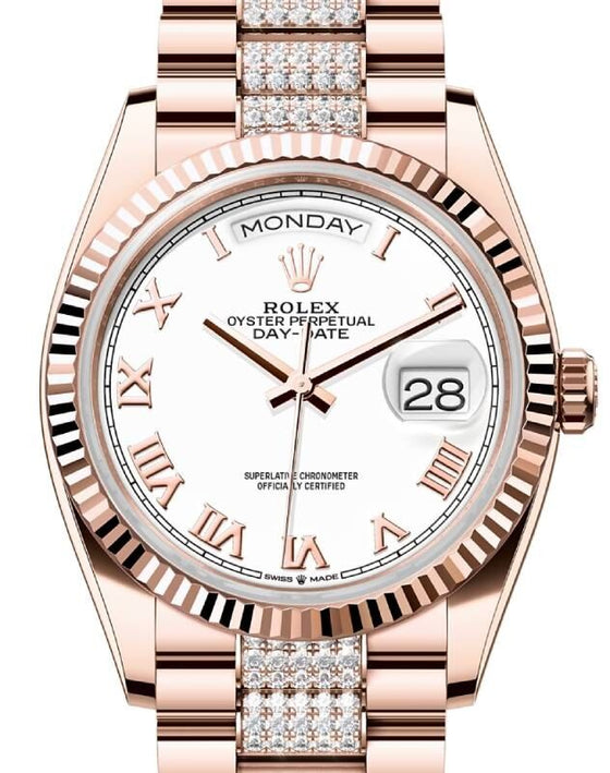Rolex Day-Date 36 36 mm 128235WRDP Rose Gold/Diamonds White