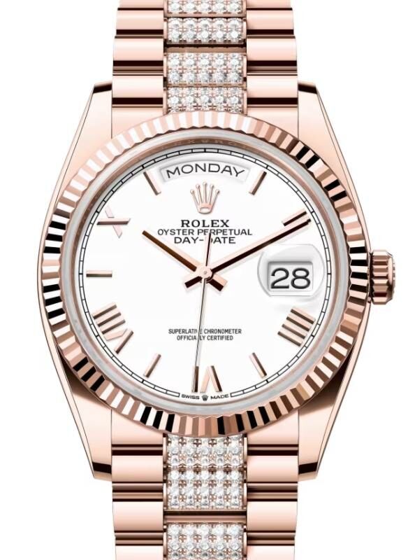 Rolex Day-Date 36 36 mm 128235WSRDP Rose Gold White