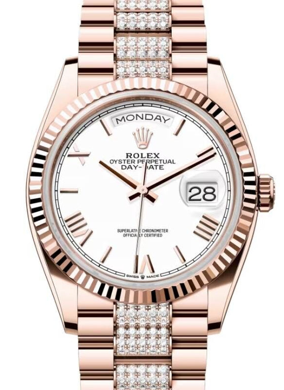 Rolex Day-Date 36 36 mm 128235WSRDP Rose Gold White