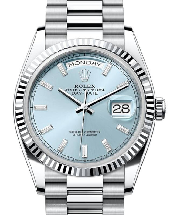 Rolex Day-Date 36 36 mm 128236ICBLUDP Platinum Ice Blue