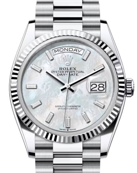 Rolex Day-Date 36 36 mm 128236WMOPBDP Platinum White Mother of Pearl