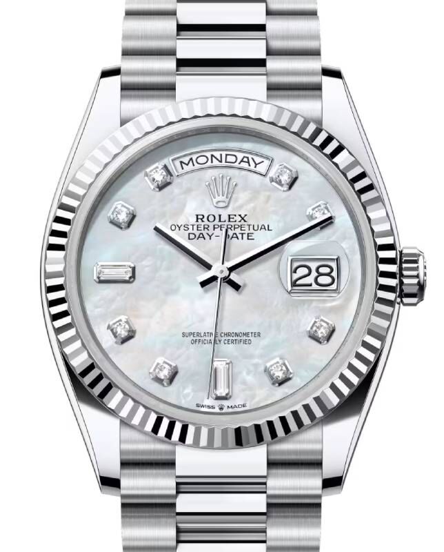 Rolex Day-Date 36 36 mm 128236WMOPDP Platinum White Mother of Pearl