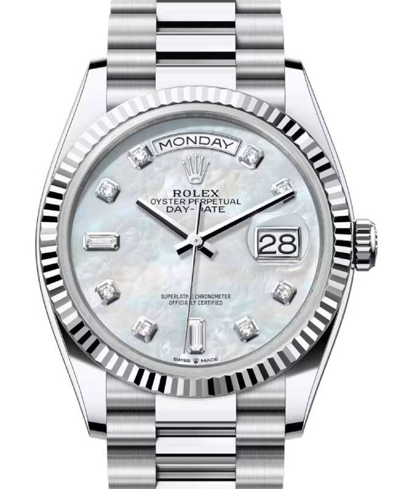 Rolex Day-Date 36 36 mm 128236WMOPDP Platinum White Mother of Pearl