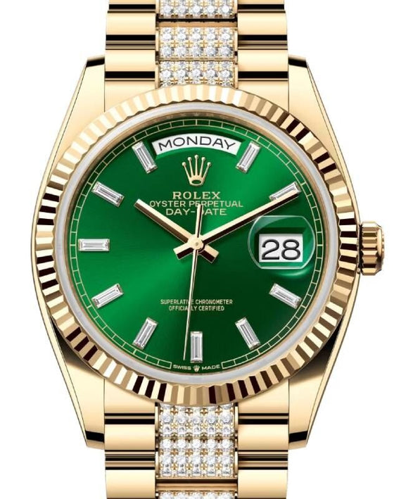 Rolex Day-Date 36 36 mm 128238BGDD Yellow Gold Green
