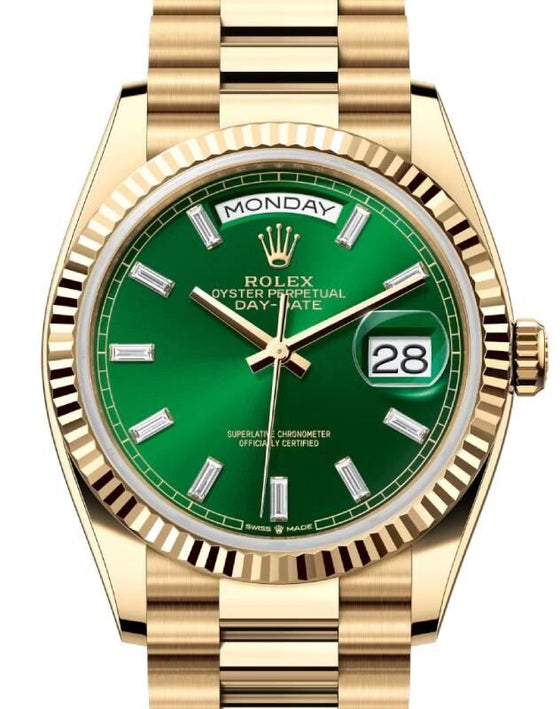 Rolex Day-Date 36 mm 128238BGD Yellow Gold Green