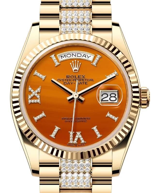 Rolex Day-Date 36 36 mm 128238CRVIIXDDP Yellow Gold Orange