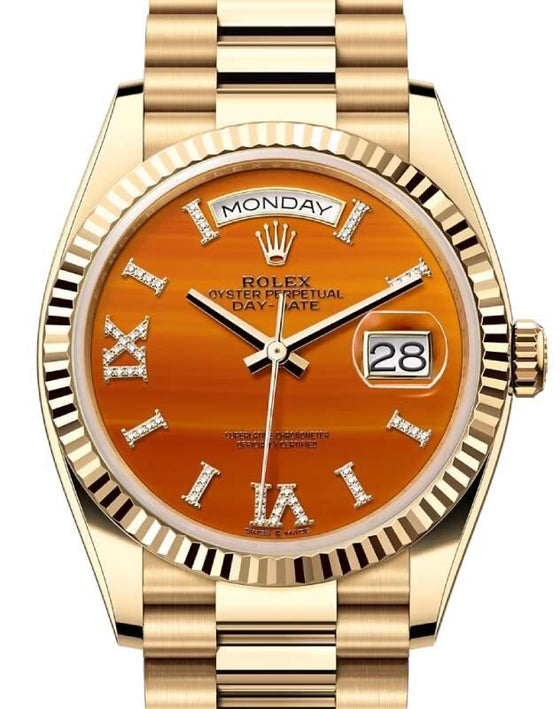 Rolex Day-Date 36 36 mm 128238CRVIIXDP Yellow Gold Orange
