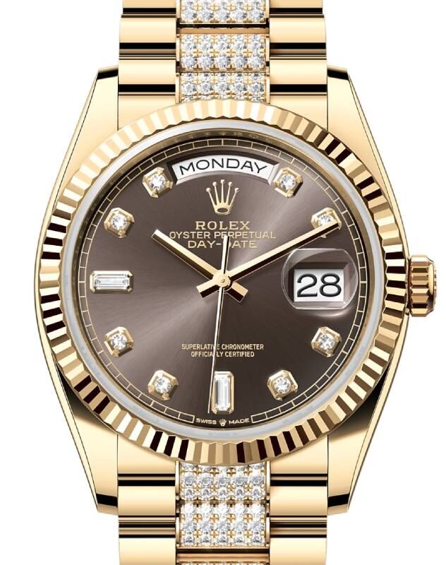 Rolex Day-Date 36 36 mm 128238DGDDP Yellow Gold Grey