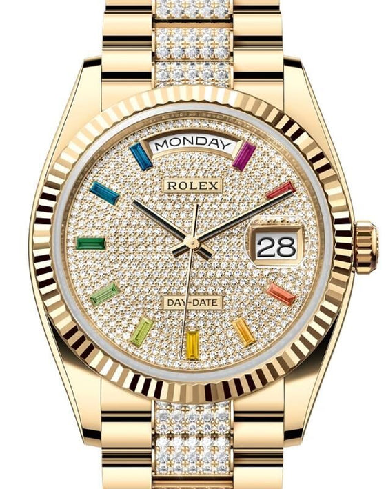 Rolex Day-Date 36 36 mm 128238DPRDP Yellow Gold Diamond Pave
