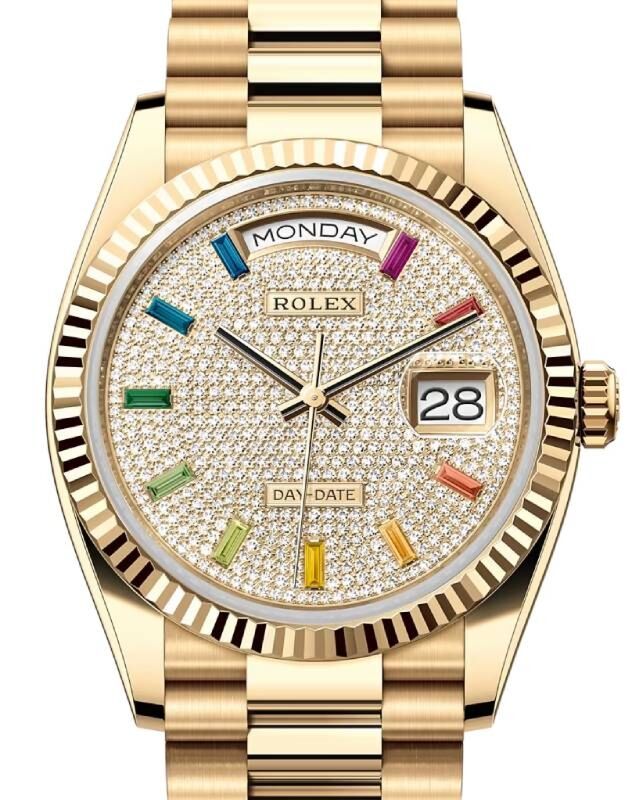 Rolex Day-Date 36 36 mm 128238DPRP Yellow Gold Diamond Pave