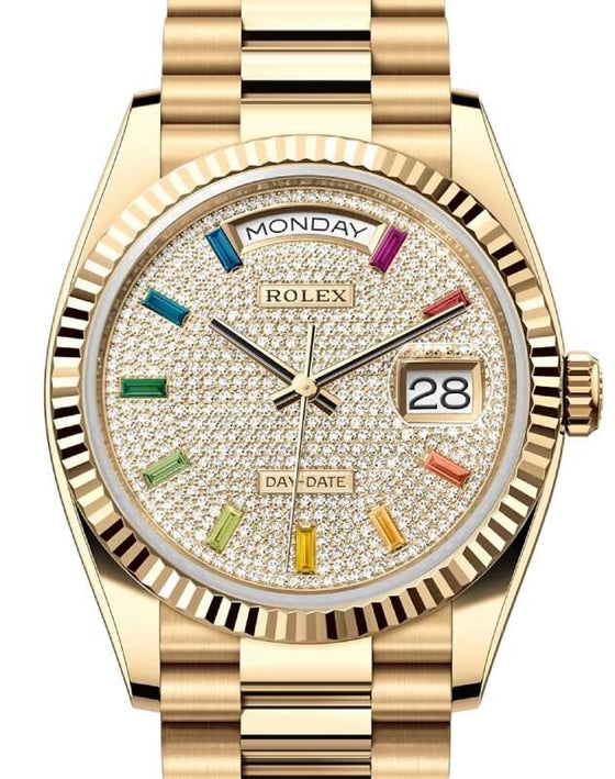 Rolex Day-Date 36 36 mm 128238DPRP Yellow Gold Diamond Pave