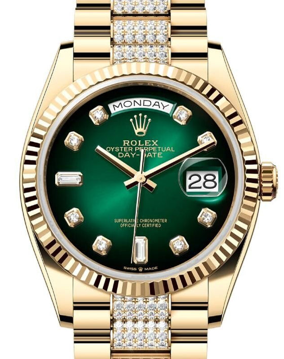 Rolex Day-Date 36 36 mm 128238GDDP Yellow Gold Green