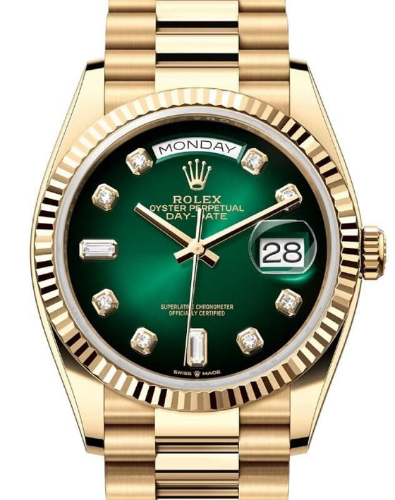 Rolex Day-Date 36 36 mm 128238GDP Yellow Gold Green