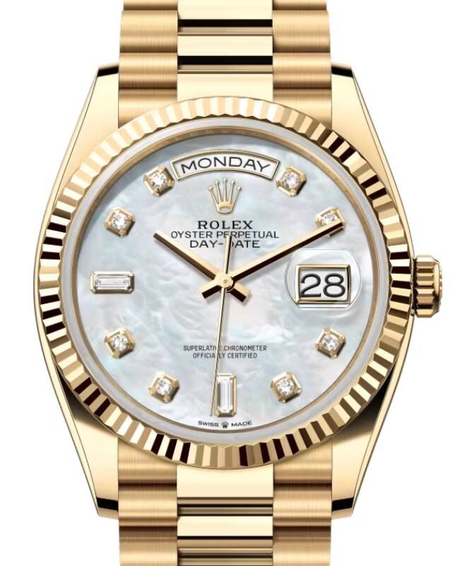 Rolex Day-Date 36 36 mm 128238MOPDP Yellow Gold White Mother of Pearl