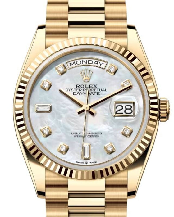 Rolex Day-Date 36 36 mm 128238MOPDP Yellow Gold White Mother of Pearl