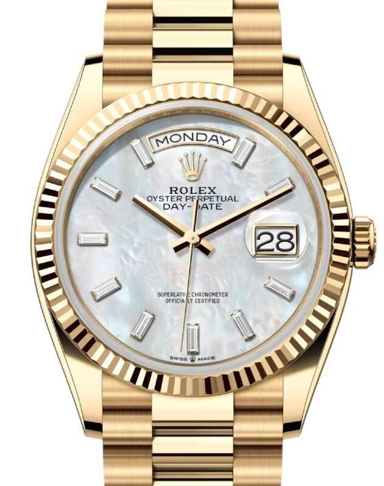 Rolex Day-Date 36 36 mm 128238MOPD Yellow Gold White Mother of Pearl