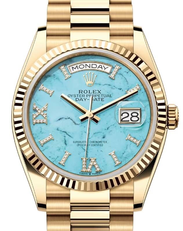 Rolex Day-Date 36 36 mm 128238TDP Yellow Gold Turquoise