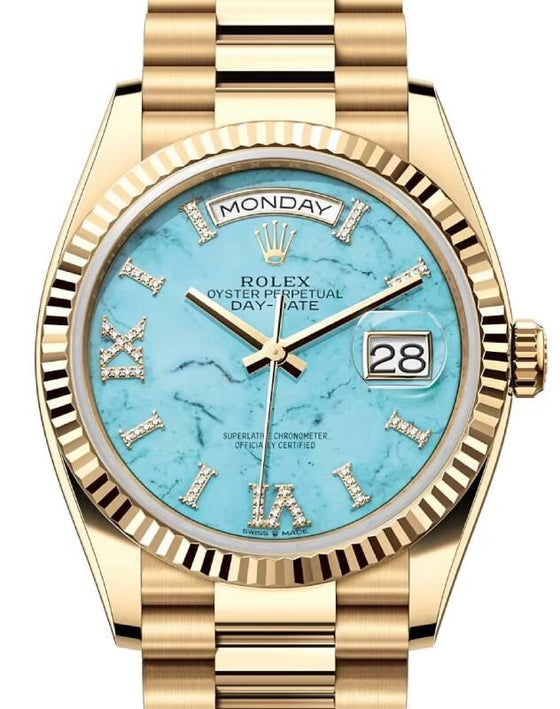 Rolex Day-Date 36 36 mm 128238TDP Yellow Gold Turquoise