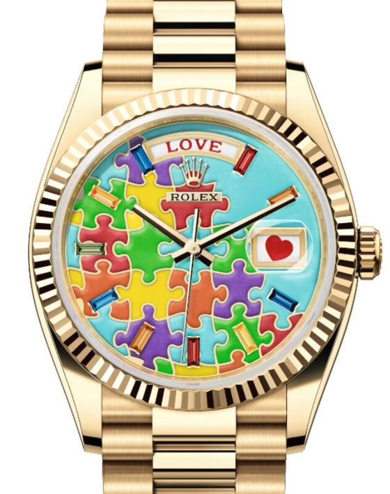 Rolex Day-Date 36 36 mm 128238TJSP Yellow Gold Puzzle